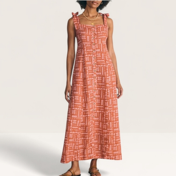 NWT FAHERTY x Anna Kahalekulu Artist Series Vintage Wash Linen Maxi Sun Dress S - Picture 13 of 13